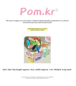 Detail view of 3cm glitter candy color snap hair clips with size and weight specs