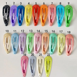 Colorful Glitter Kids Snap Hair Clips Metallic Lacquer Water Drop BB Clips For Girls Toddler Hair Styling Fashion Accessories