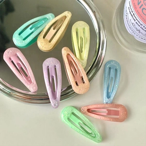 Colorful 3cm glitter BB hair clips in macaron shades for girls hair styling accessories
