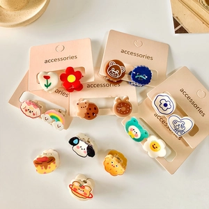 Schattige mini haarspeldjes set voor meisjes met beertjes bloemen en regenboog designs