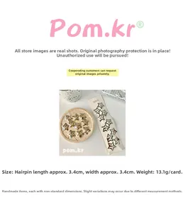 Detailed size view of silver Y2K star hair clips set showing 3.4cm dimensions