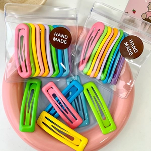 Colorful macaron candy color metal BB hair clips set in a transparent zipper bag