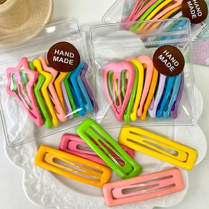 Colorful candy color drip glue BB clip set with assorted star and heart hairpins in a bag