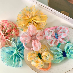 Accessori per Capelli a Fiocco Floreale Fatti a Mano per Bambine Fermagli in Garza Elastici per Capelli Stile Coreano