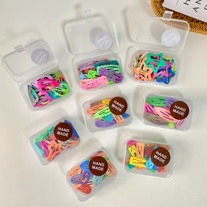 25-piece colorful mini BB hair clip set for kids in heart and star shapes with storage box