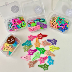 Handmade Colorful Alloy Drip Glaze Mini Star Heart Shape Snap Hair Clips For Toddler Baby Girls Kids Hair Accessories