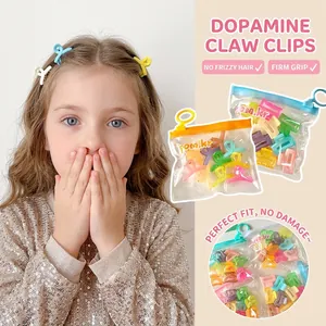 Mini candy-colored hair clips for girls in transparent PVC bag packaging