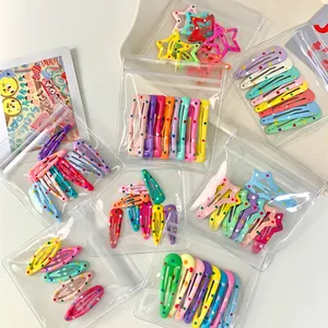 Colorful polka dot star and teardrop hair clips set in assorted vibrant colors