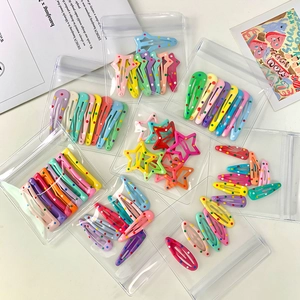 Colorful Polka Dot Hair Clips Set For Girls Kids Sweet Alloy Star Water Drop Snap Clips Candy Color BB Pins Hair Accessories