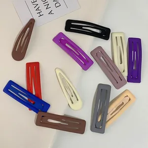 Minimalist Frosted Metal Hair Clips For Women Square Waterdrop Shape Matte Snap Clips Daily Hair Accessories Gift Jewelry