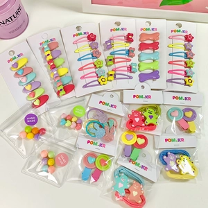 Kinderen Dopamine Kleur Ster Hart Strik Haarspeldjes Haarelastiekjes Set Voor Meisjes Legering Hars Strass Sieraden