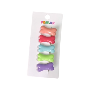 Set van 5 kleurrijke haarclips in de vorm van een bot in dopamine-stijl voor meisjes