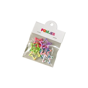 Set of colorful star-shaped hair clips with polka dots in macaron colors for women