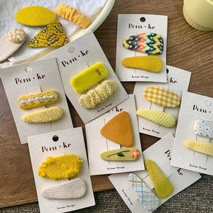 Lot de barrettes à fleurs en tissu pour filles avec motifs tricotés et dentelle