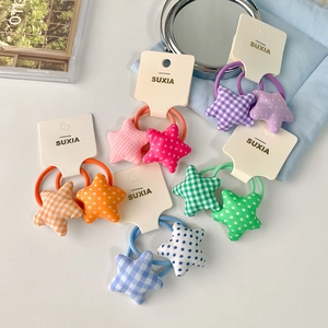 Cinq paires d'élastiques à cheveux étoiles en tissu pour enfants aux motifs variés colorés