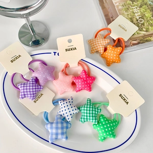 Lot d'élastiques cheveux pour enfants étoiles à motifs carreaux et pois couleurs vives