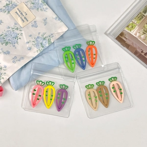 Colorful carrot-shaped metal BB hair clips for girls, 9-piece set in vibrant matte finishes