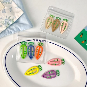 Colorful carrot-shaped matte hair clips for girls in cute vibrant dopamine colors