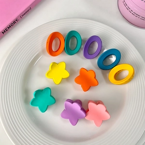 Sweet Korean Style Mini Hair Claw Clips For Girls Kids Matte Candy Color Star Oval Pentagram Hair Clips Hair Accessories