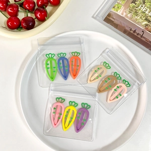 Cute Carrot Shape Hollow Out Hair Clips For Girls Dopamine Color Matte Alloy BB Clips Kids Hair Accessories For Daily School