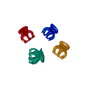Set of four colorful small pumpkin hair claws in red, blue, green and amber resin
