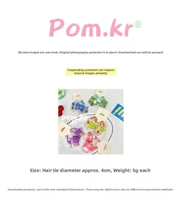 Detailed size view of colorful star pattern checkered scrunchies with 4cm diameter