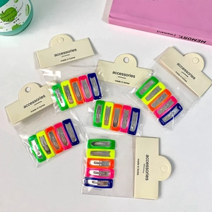 5-piece set of vibrant candy-colored metal BB hair clips for girls in bright packaging