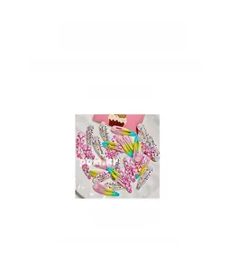 Detailed view of colorful polka dot pattern metal hair clips with size 5cm x 1.4cm dimensions
