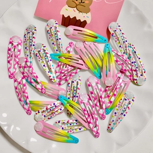 Cute Alloy Polka Dot Plaid Gradient Kids Hair Clips Sweet Girls Bangs BB Clip Korean Style Hairpins Hair Accessories
