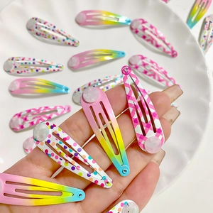 Set of cute polka dot and plaid patterns children hair clips for girls styling