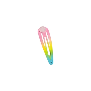 Cute gradient rainbow BB hair clip for girls featuring a pink star charm on white background