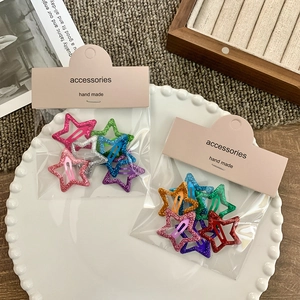 Colorful Glitter Star Hair Clips Cute Alloy BB Pins For Girls Children Lovely Sparkly Hair Accessories Daily Headwear
