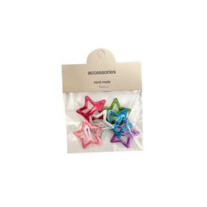 Glitter star hair clip set for kids in pink red silver green blue and purple