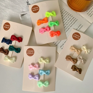 Handmade Mini Ribbon Bow Hair Clips For Girls Sweet Candy Color Alloy Side Clips Barrettes Hair Pins Styling Accessories For Kids