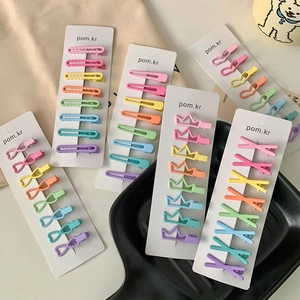 Sweet Macaron Color Kids Hair Clips Set Alloy Crown Heart Bow Matte Hairpins Fashion Girls Hair Accessories Gift