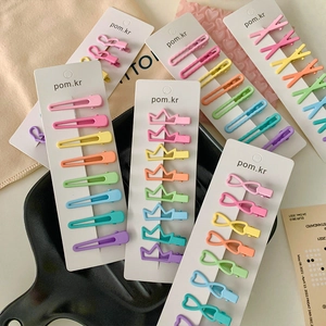 Set of colorful macarons macaron color hair clips with crown and heart shapes for girls