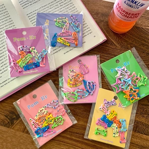 Kids Colorful Polka Dot Alloy Hair Clips Set Sweet Star Heart Bone Shape Candy Color Hairpins For Girls Hair Accessories