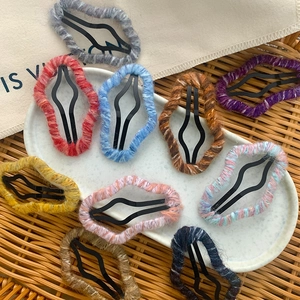 Handmade Knitted Yarn Cloud Hair Clip Vintage Wool Wrapped Snap Clip Irregular Wave Side Clip For Women Girls Hair Accessories