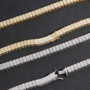 Hip hop 10mm gold and silver link chain necklace with zircon stones in luxury design