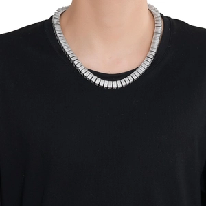 10mm silver hip-hop bamboo link chain necklace for men featuring micro-set zircon accents