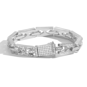 Bracciale a catena cubana da 10mm con pietre pavé brillanti e chiusura a molla robusta