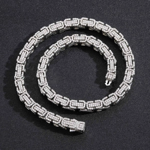 Collana Hip Hop Bizantina con Micro Zirconia Catena in Rame Placcato Oro Argento Gioielli di Personalità per Uomo Donna