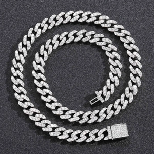 Hip Hop Iced Out Cuban Link Chain Necklace Bracelet Luxury Copper Zirconia Gold Silver Plated Jewelry For Men Women Party