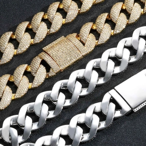 22mm thick iced out Cuban link chain necklace in gold and silver with zircon stones