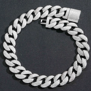 Hip Hop Miami Cuban Link Chain Necklace Gold Silver Plated Brass Full Iced Out Cubic Zirconia Men Women Heavy Streetwear Jewelry