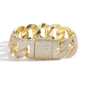 22mm iced out Miami Cuban link bracelet with 5 rows of shimmering cubic zirconia crystals