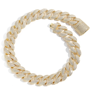 22mm iced out cuban link chain with 5 rows of cubic zirconia and secure box clasp