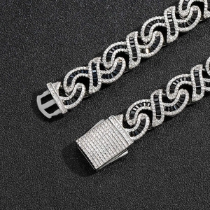 Collana cubana Infinity da 12mm con zirconi neri e pietre bianche da uomo