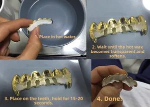 Guide étape par étape pour mouler les grillz dorés avec une barre de fixation en silicone