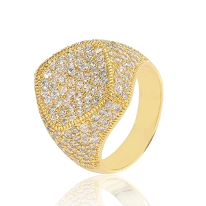 Hip Hop Rhombus Ring Copper Cubic Zirconia Individualistic Street Style Geometric Gold Silver Ring For Men Women